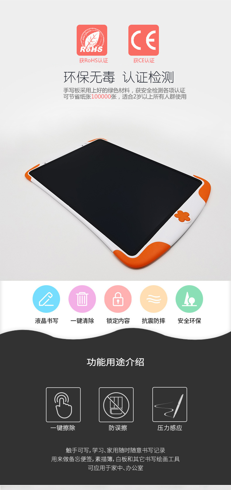 12寸小花款液晶手寫板長處